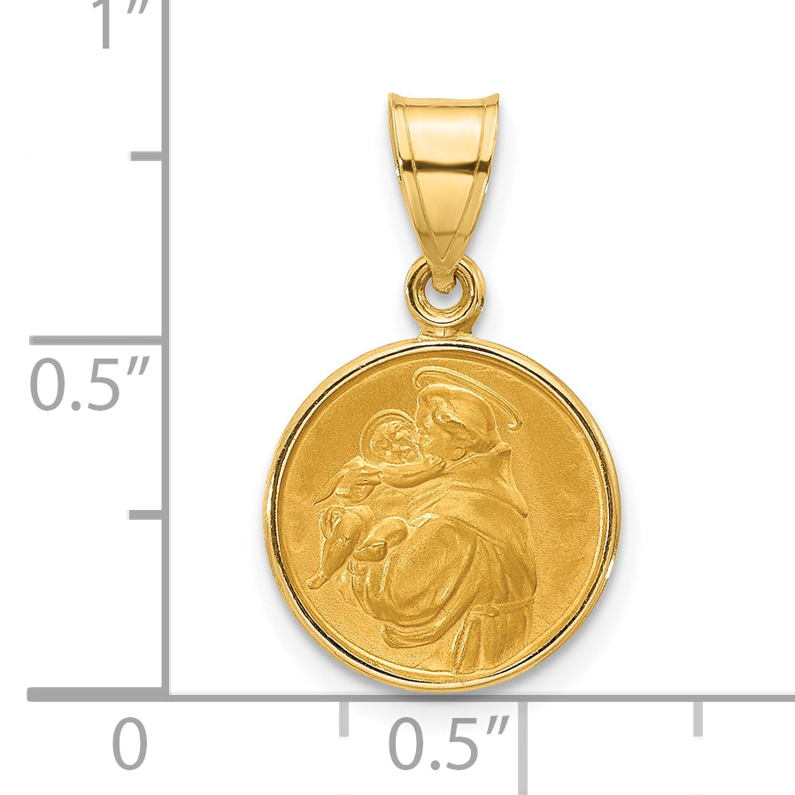 14k Polished and Satin St. Anthony Medal