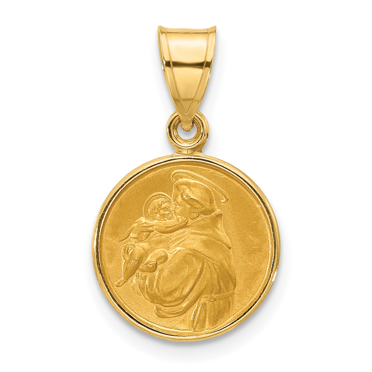 14k Polished and Satin St. Anthony Medal