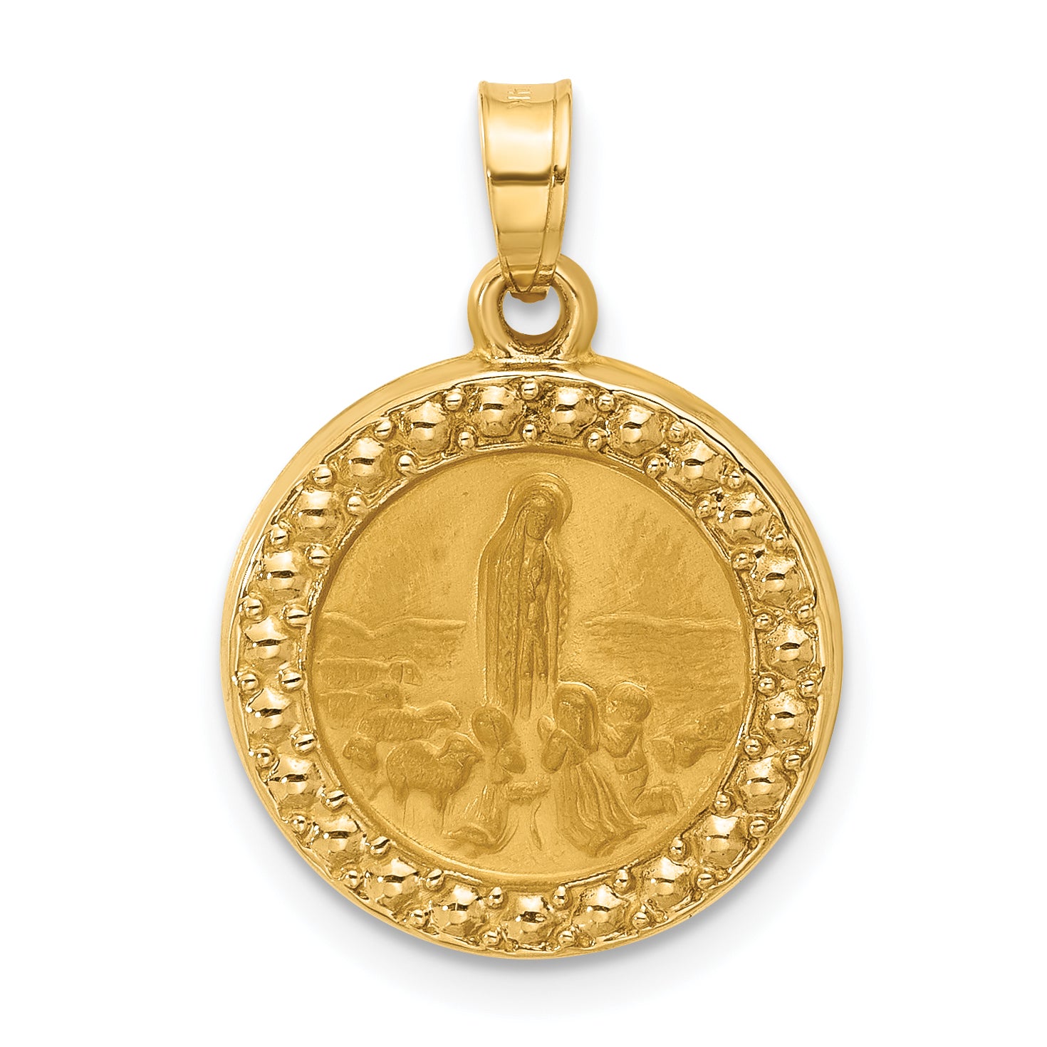 14k Satin and Polished St Anthony Medal Circle Pendant