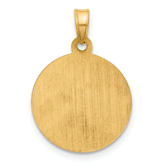 14k with Rhodium Satin and Polished St Anthony Medal Circle Pendant