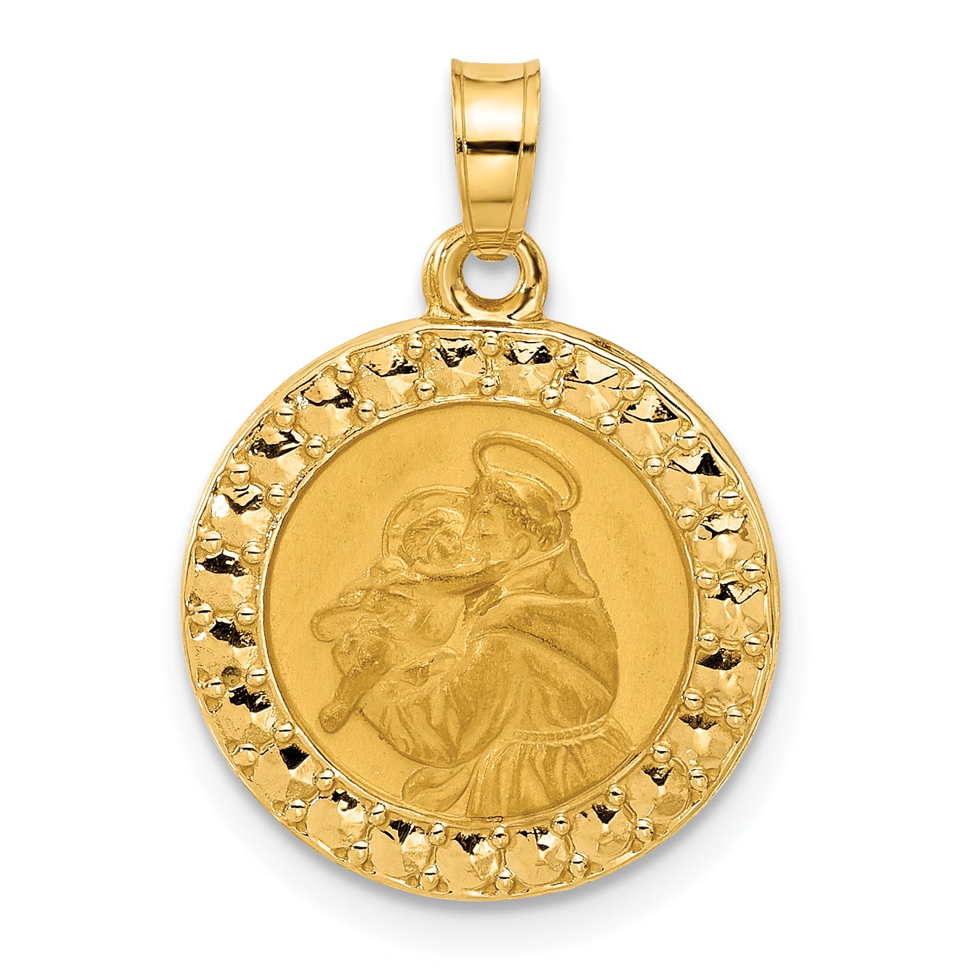 14K Polished Hollow St Anthony Medal