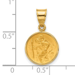 14k Polished and Satin St. Christopher Medal