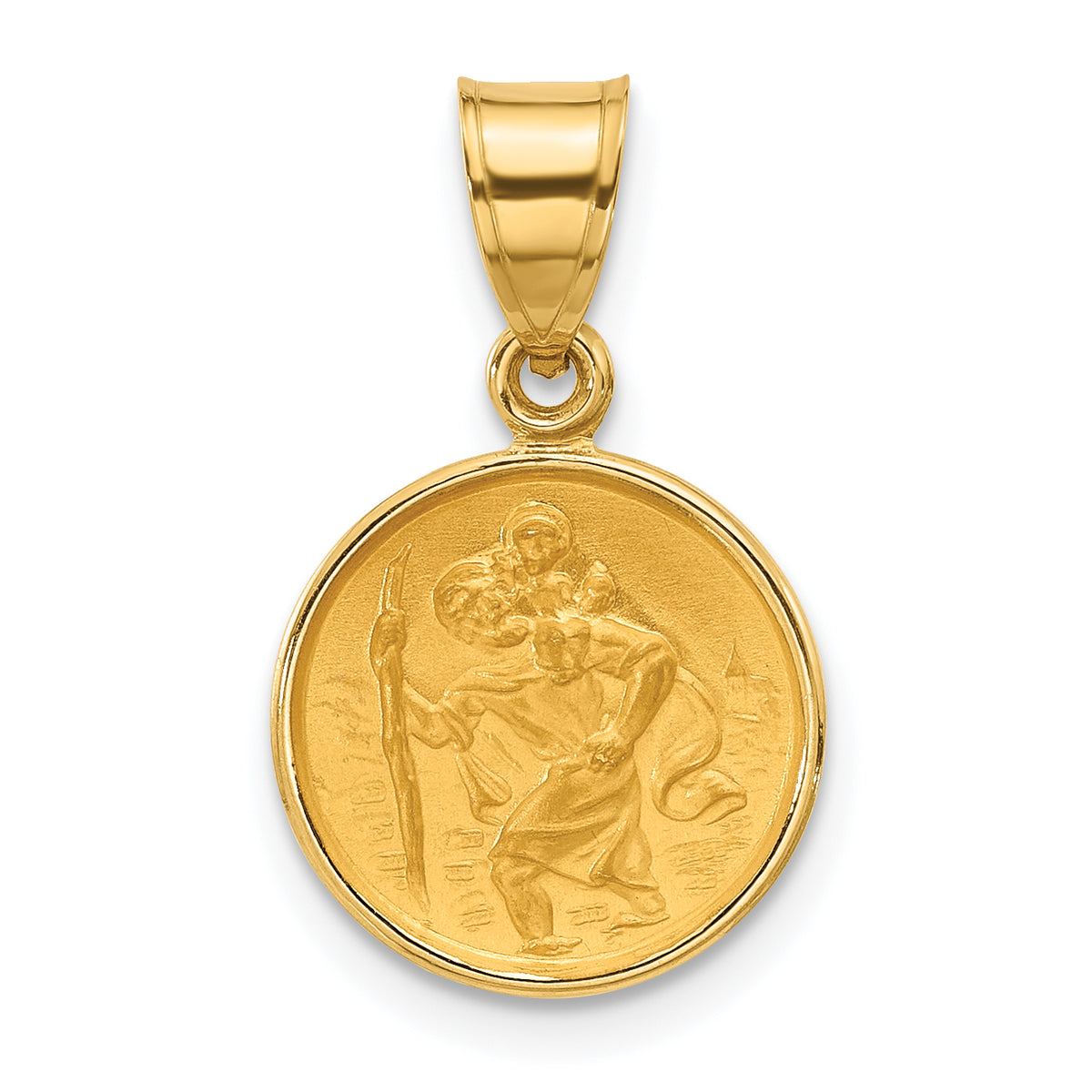 14k Polished and Satin St. Christopher Medal