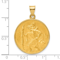 14k Polished and Satin Solid St. Christopher Medal