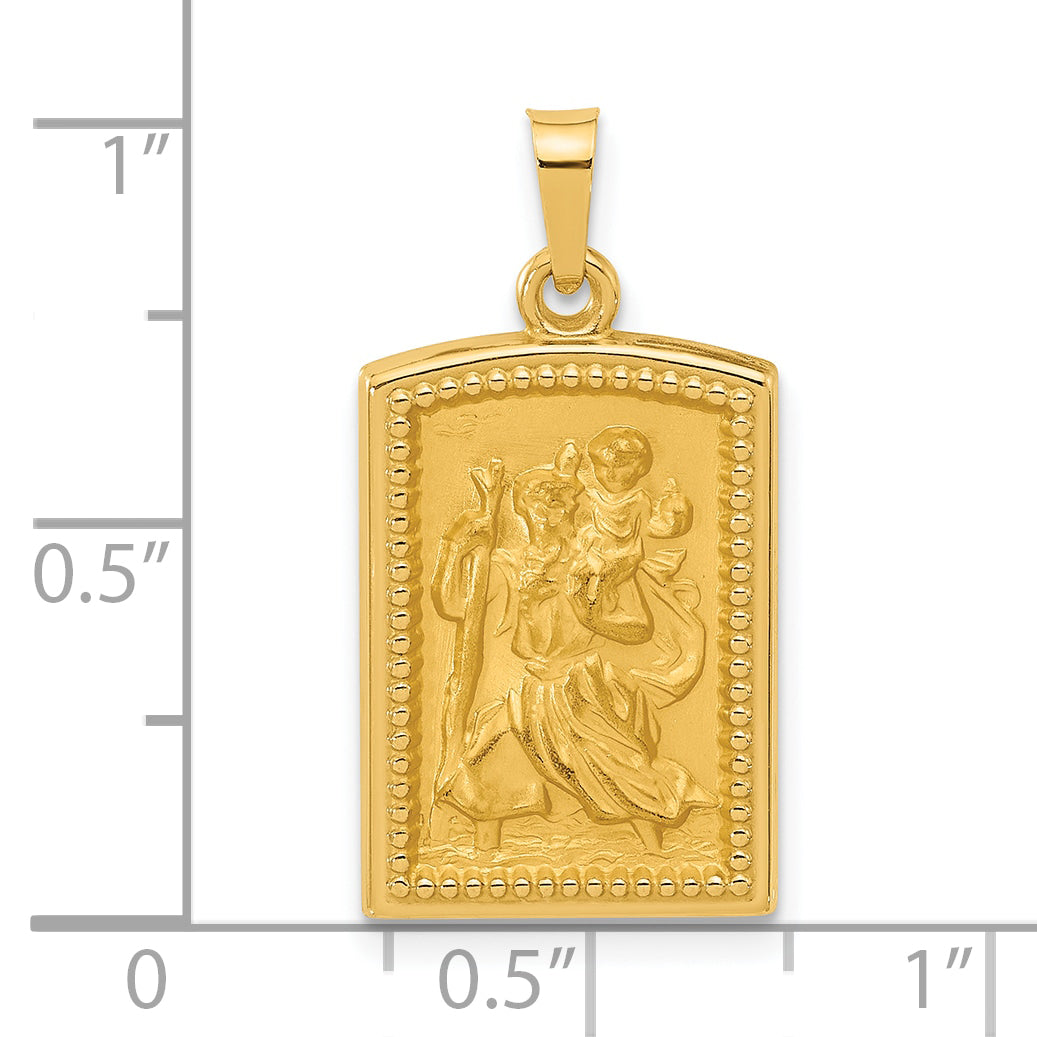 14K Rectangular Hollow St. Christopher Medal