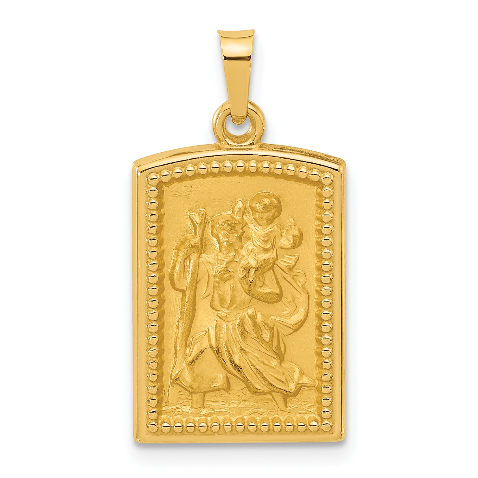 14K Rectangular Hollow St. Christopher Medal