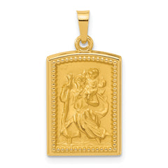 14K Rectangular Hollow St. Christopher Medal