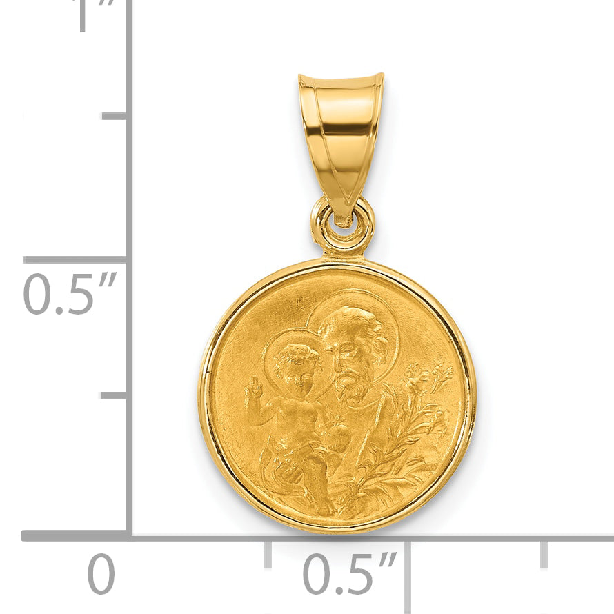 14k Polished and Satin Solid St Joseph Medal