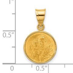 14k Polished and Satin Solid St Joseph Medal