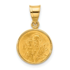 14k Polished and Satin Solid St Joseph Medal