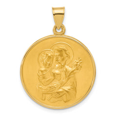 14k Polished and Satin Solid St Joseph Medal