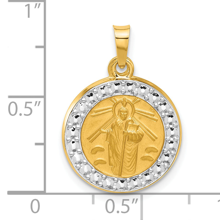 14K with White Rhodium Hollow St. Jude Thaddeus Medal