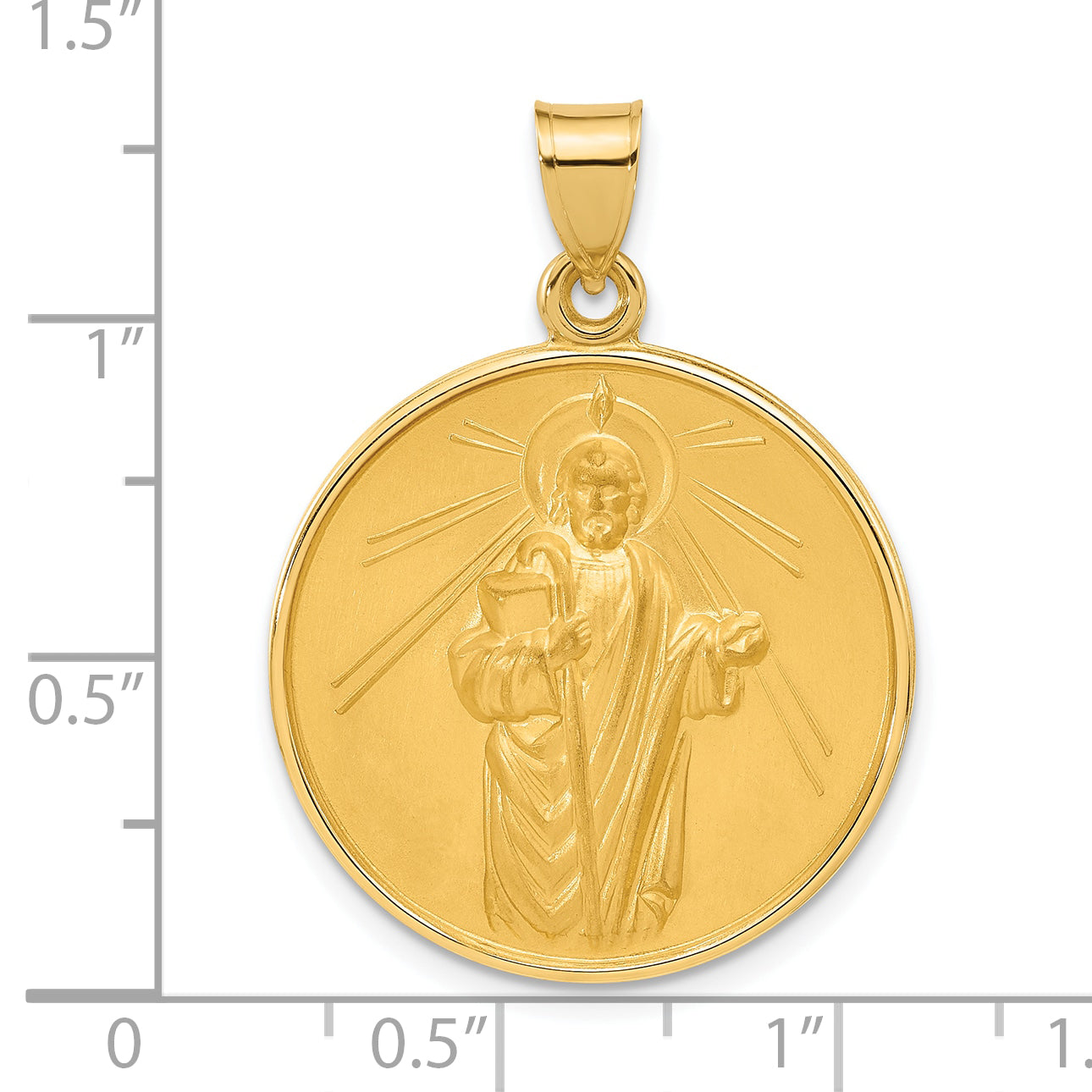 14k Polished and Satin Solid St Jude Thaddeus Medal