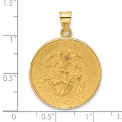 14k Polished and Satin Solid St. Michael Medal