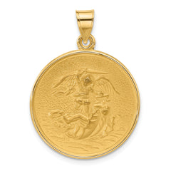 14k Polished and Satin Solid St. Michael Medal