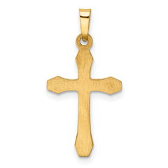 14Ky With  Rhodium Hollow Cross Pendant