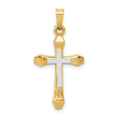 14ky w/ Rhodium Hollow Cross Pendant