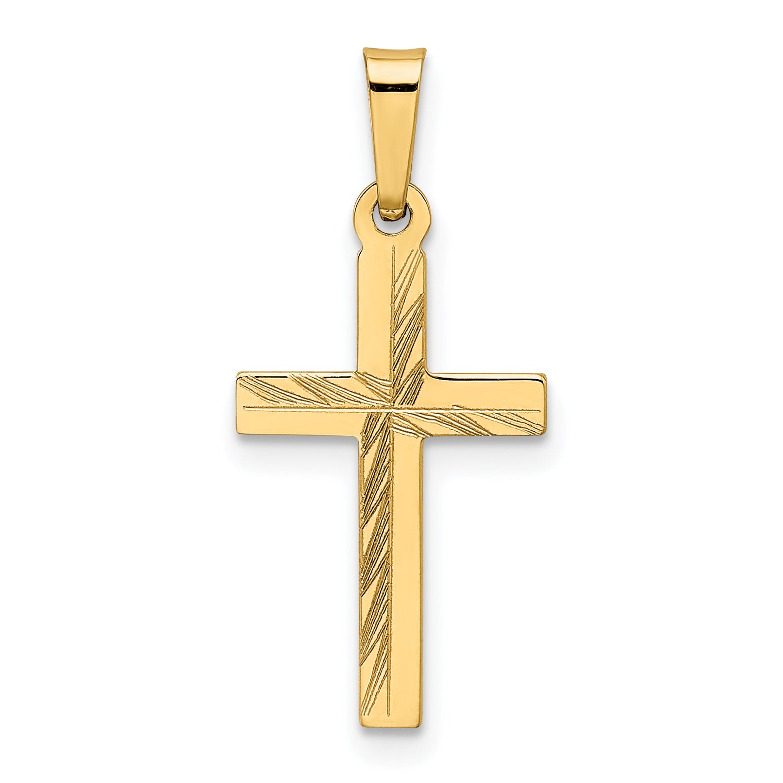 14k Diamond-cut Small Hollow Cross Pendant