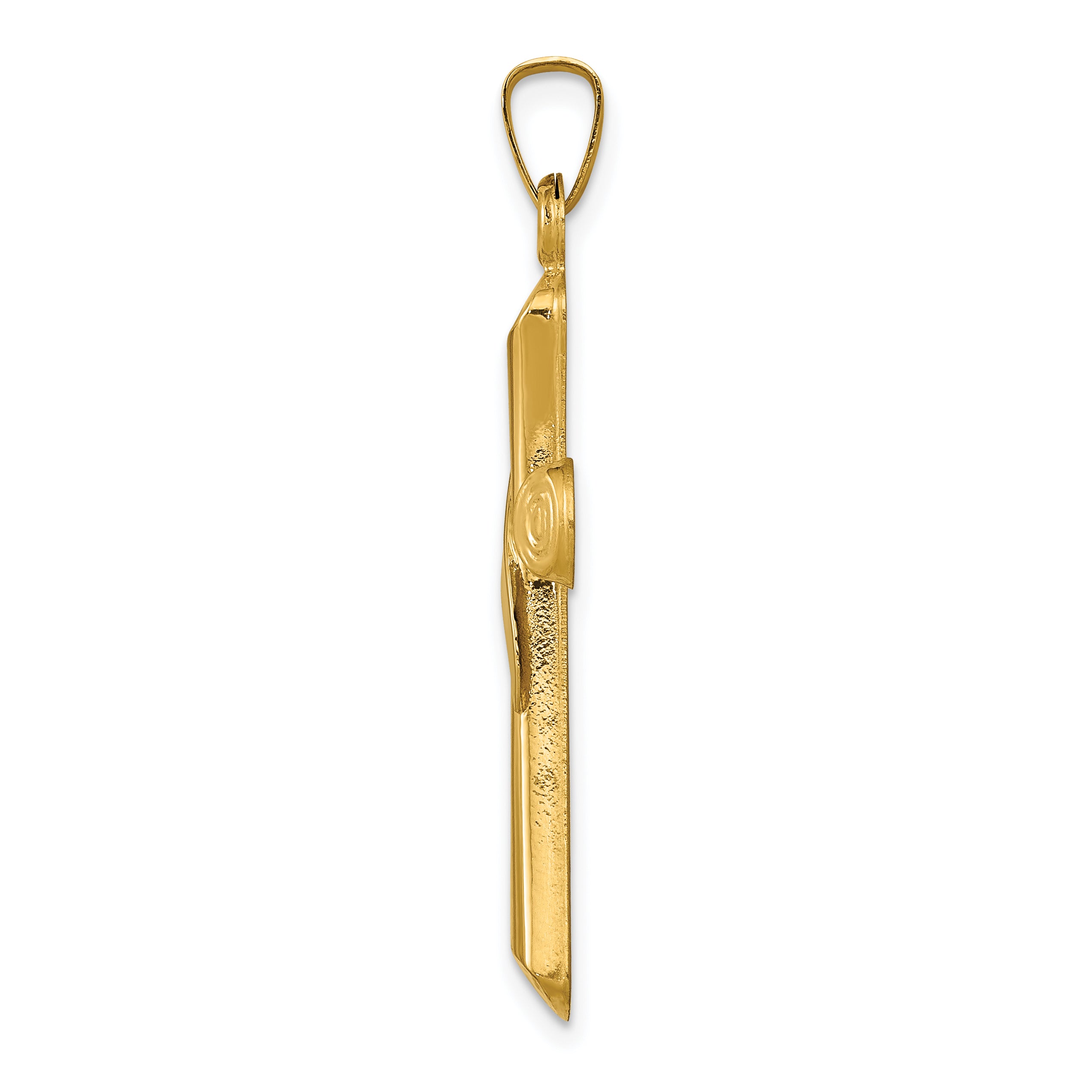 14K Two-Tone Hollow Cross With Drape Pendant