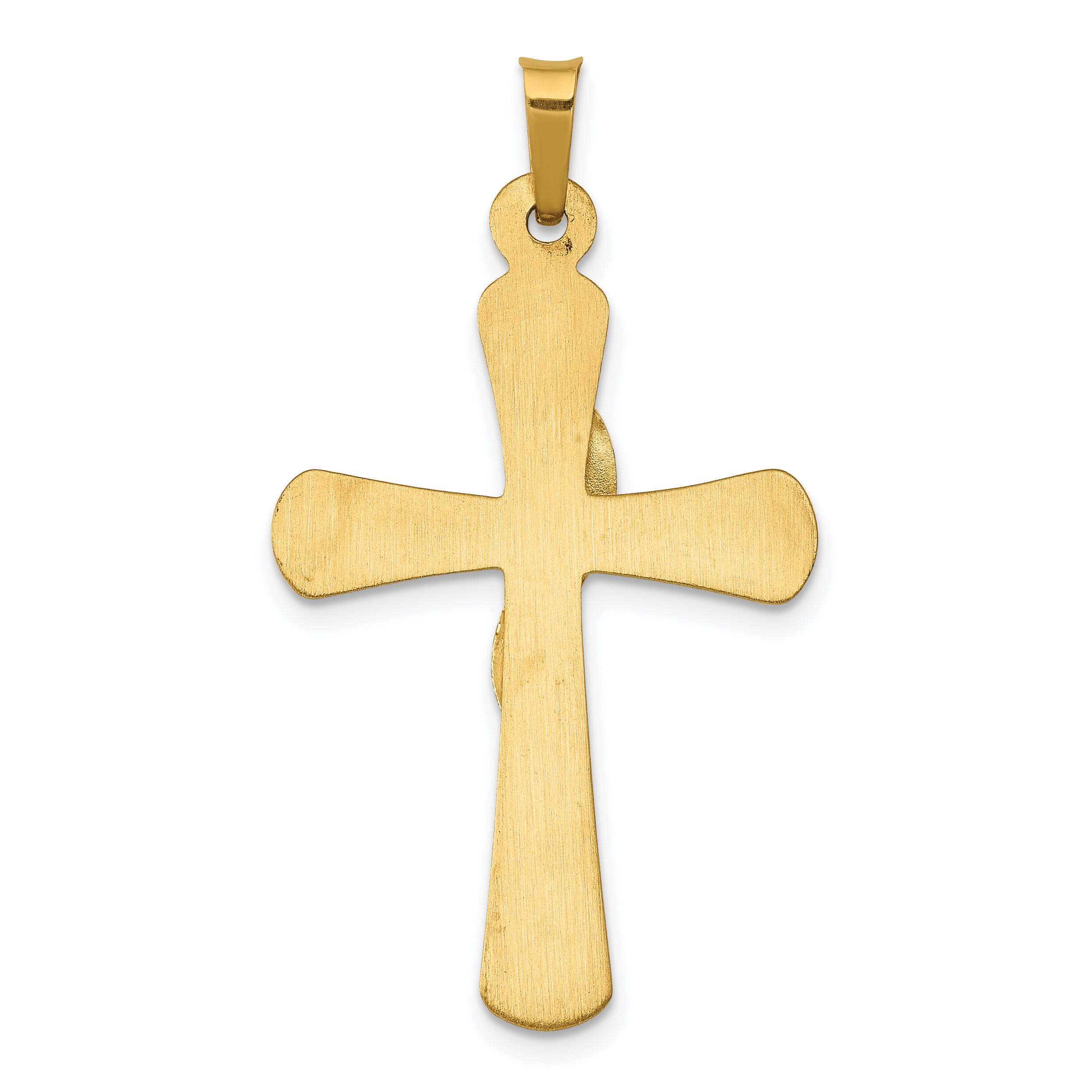 14K Two-Tone Hollow Cross With Drape Pendant