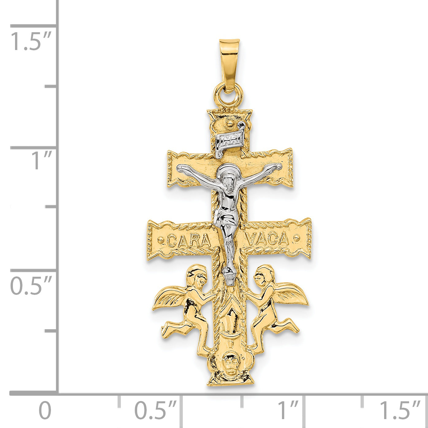 14K Two-tone Cara Vaca Crucifix Pendant