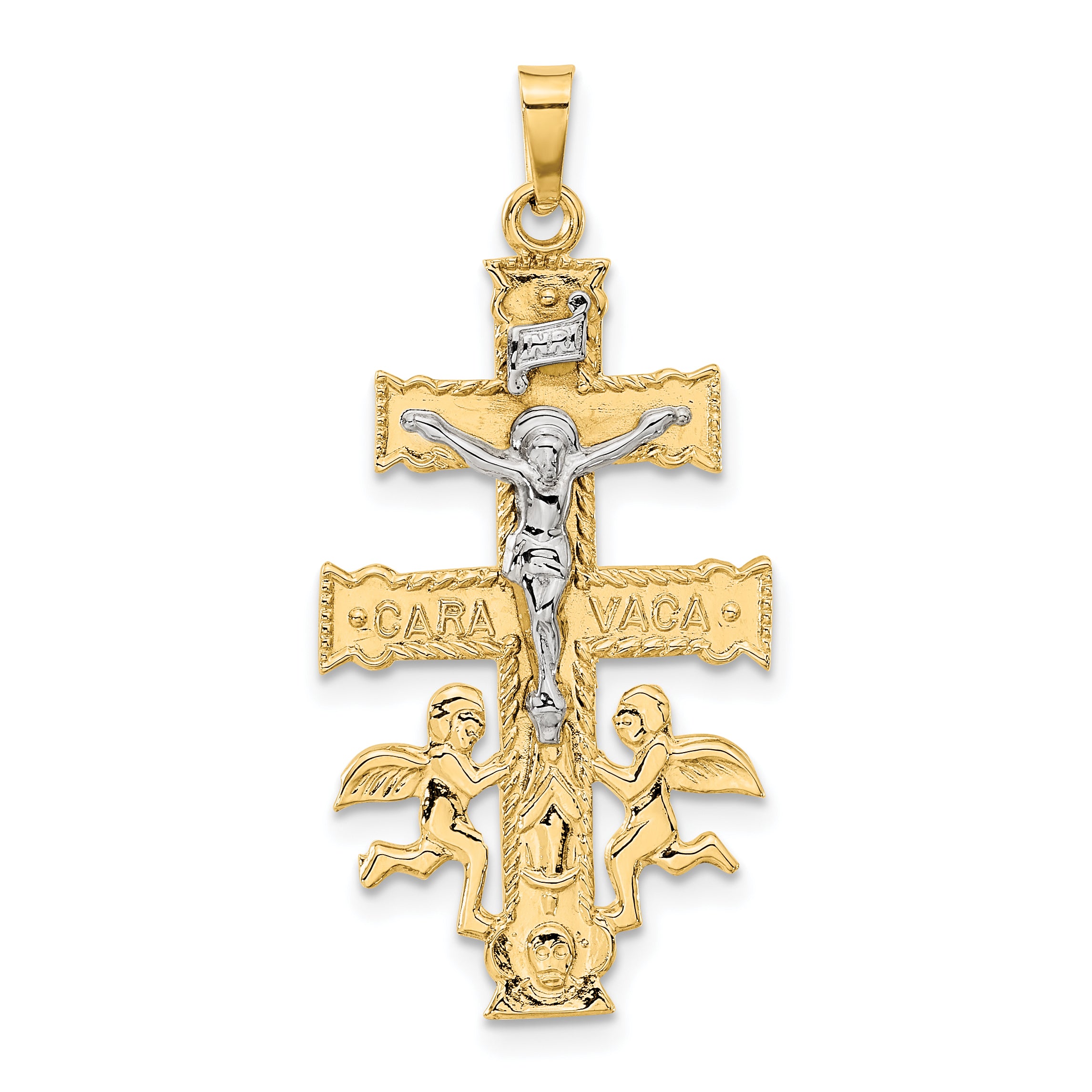 14k Two-tone Cara Vaca Crucifix Pendant