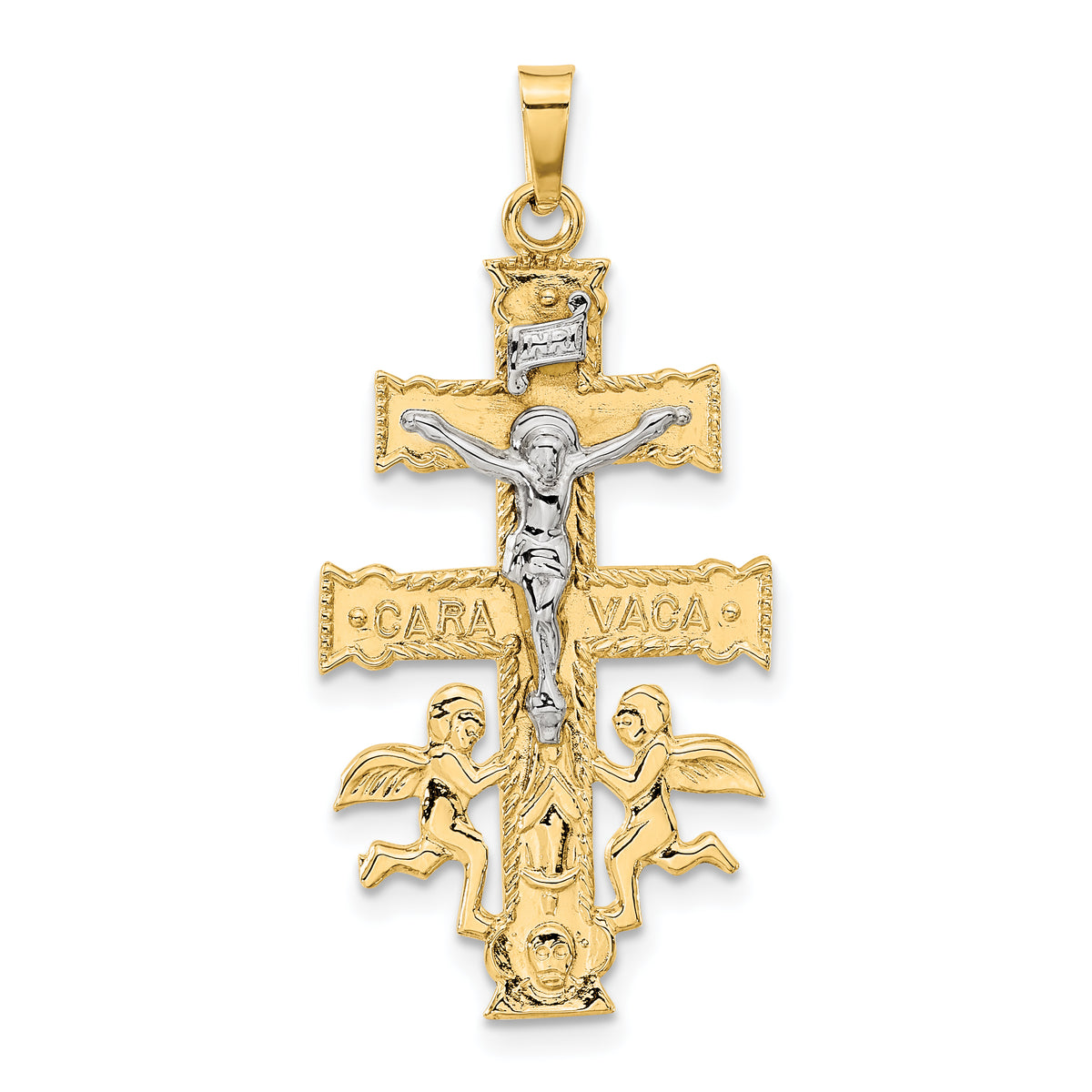 14k Two-tone Cara Vaca Crucifix Pendant