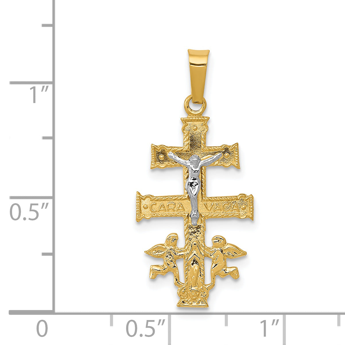 14K Two-tone Cara Vaca Crucifix Pendant