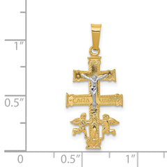 14K Two-tone Cara Vaca Crucifix Pendant