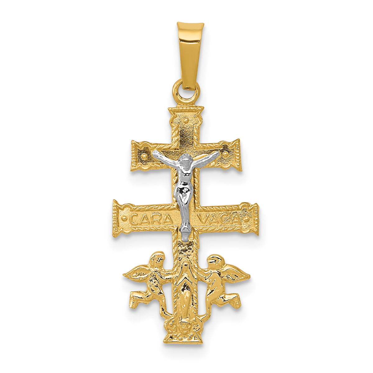 14k Two-tone Cara Vaca Crucifix Pendant