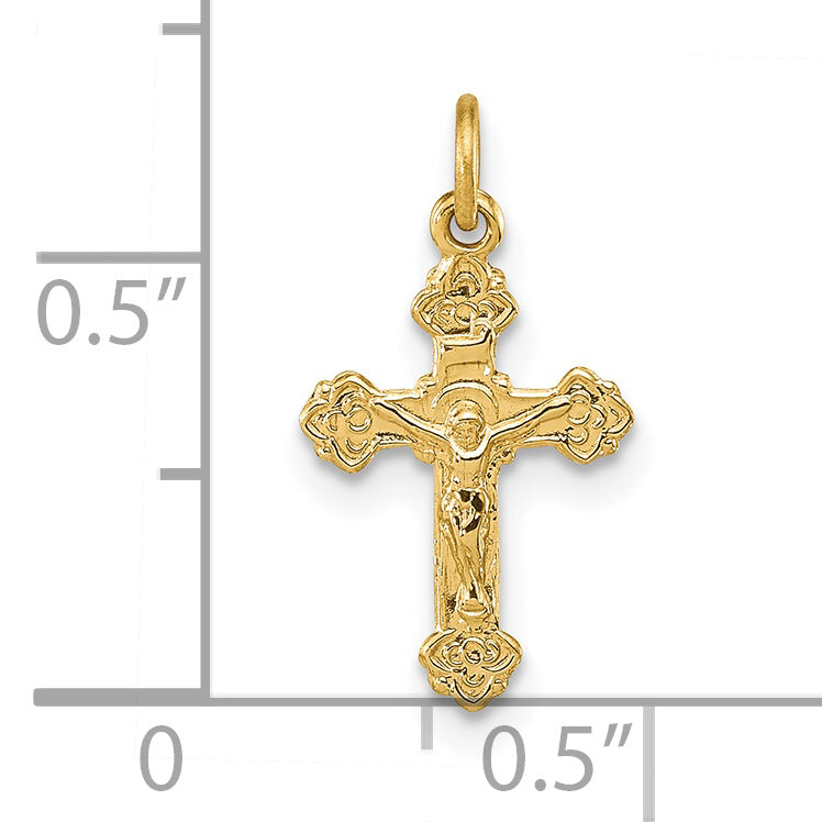 14k INRI Hollow Crucifix Pendant