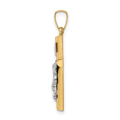 14K Two-tone INRI Crucifix Pendant