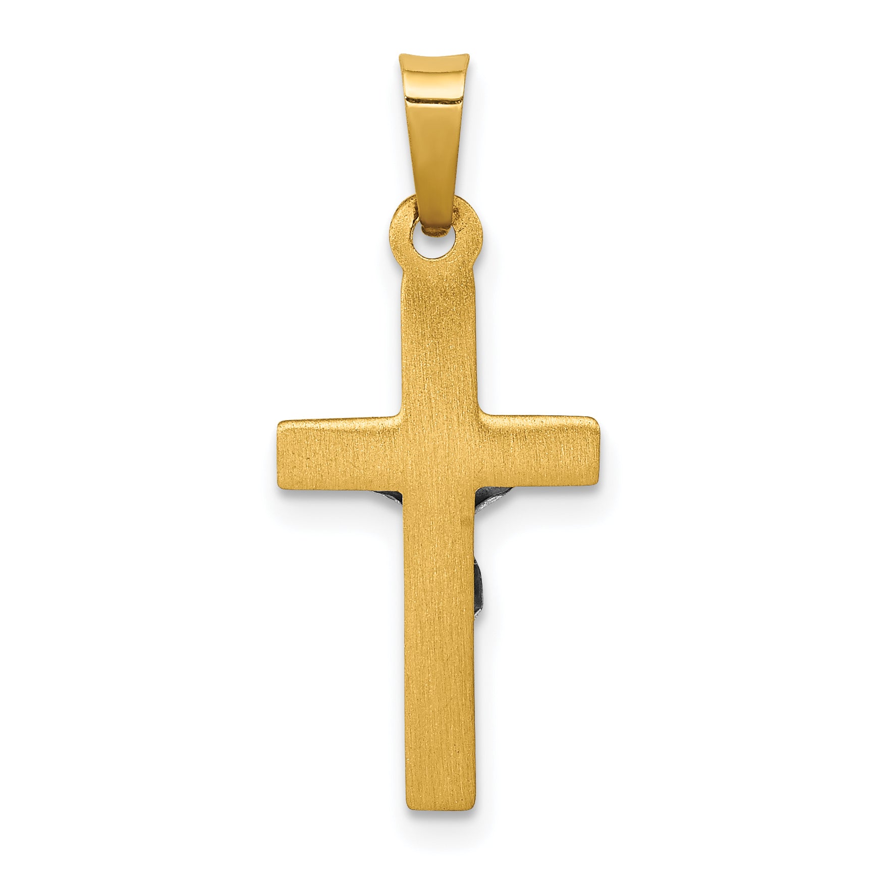 14K Two-tone INRI Hollow Crucifix Pendant