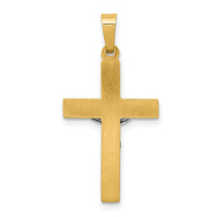 14K Two-tone INRI Hollow Crucifix Pendant