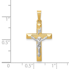 14K Two-tone INRI Hollow Crucifix Pendant