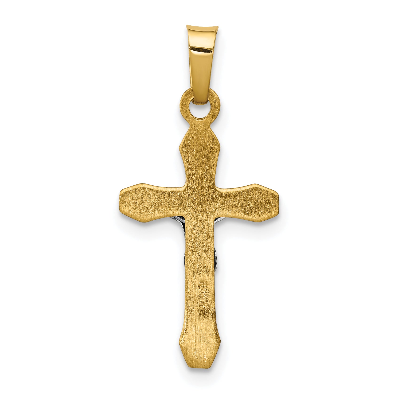 14K Two-tone INRI Hollow Crucifix Pendant