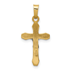 14K Two-tone INRI Hollow Crucifix Pendant