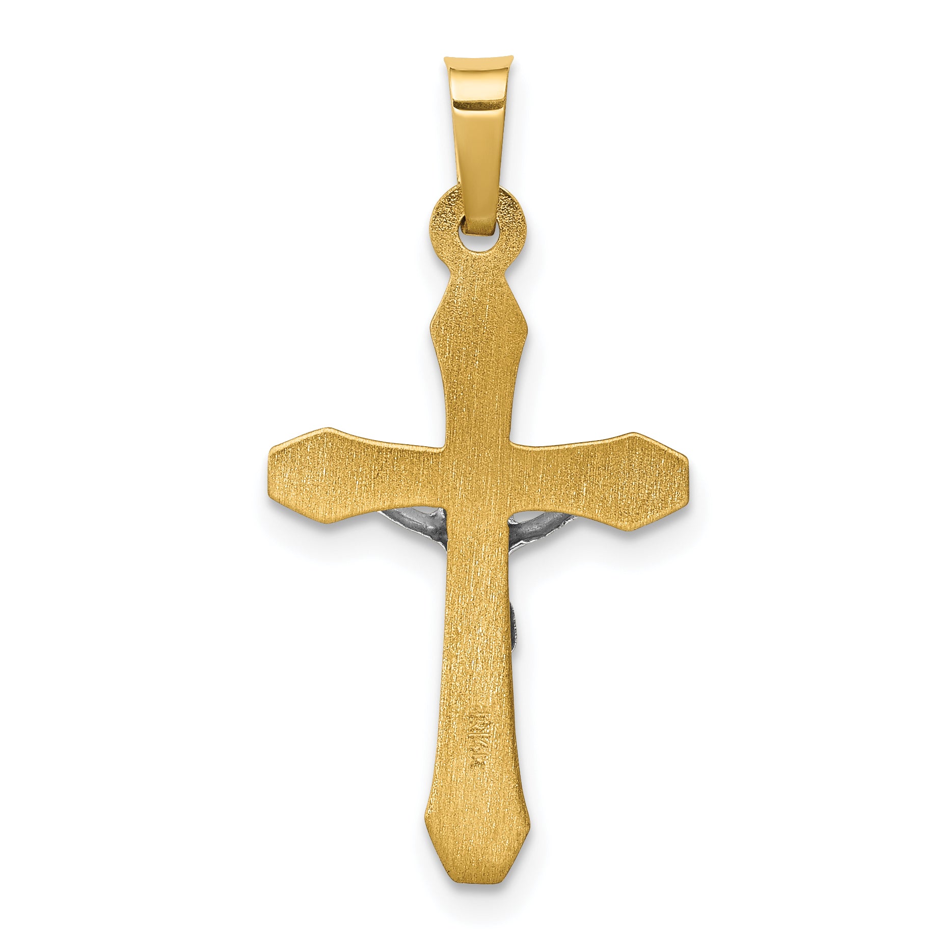 14K Two-tone INRI Hollow Crucifix Pendant