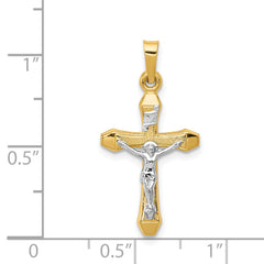 14K Two-tone INRI Hollow Crucifix Pendant