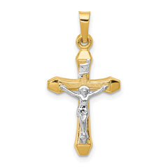 14k Two-tone INRI Hollow Crucifix Pendant