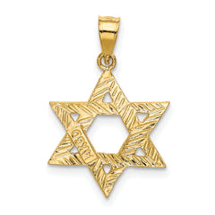 14K Solid Satin Star of David Charm