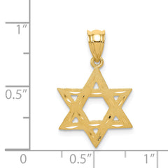 14K Solid Satin Star of David Charm