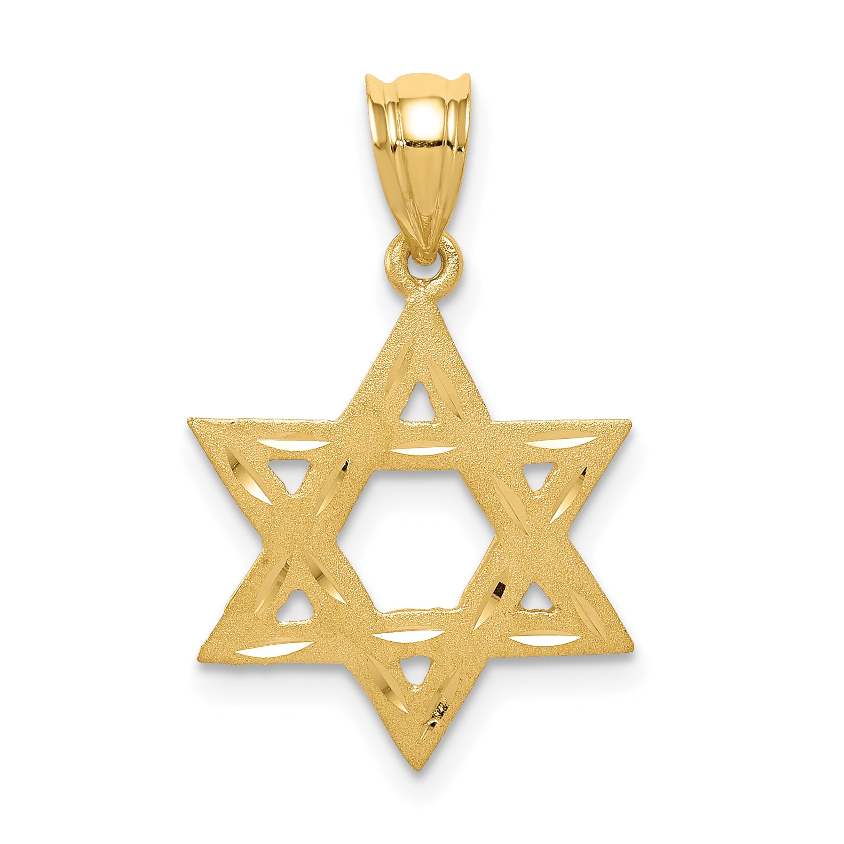 14k Solid Satin Star of David Charm