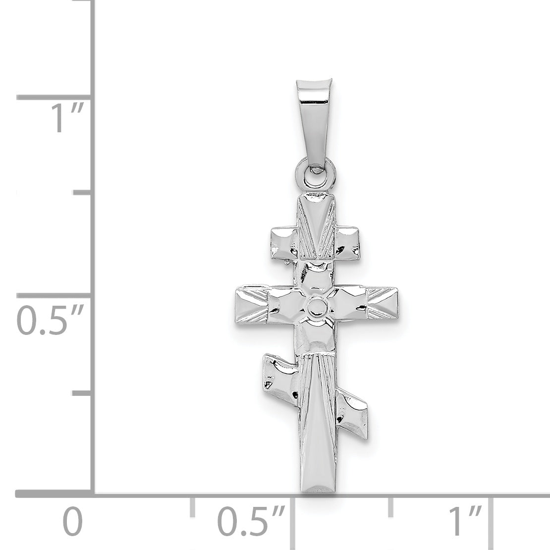 14K White Gold Eastern Orthodox Cross Charm