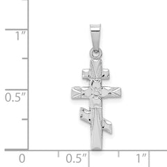 14K White Gold Eastern Orthodox Cross Charm