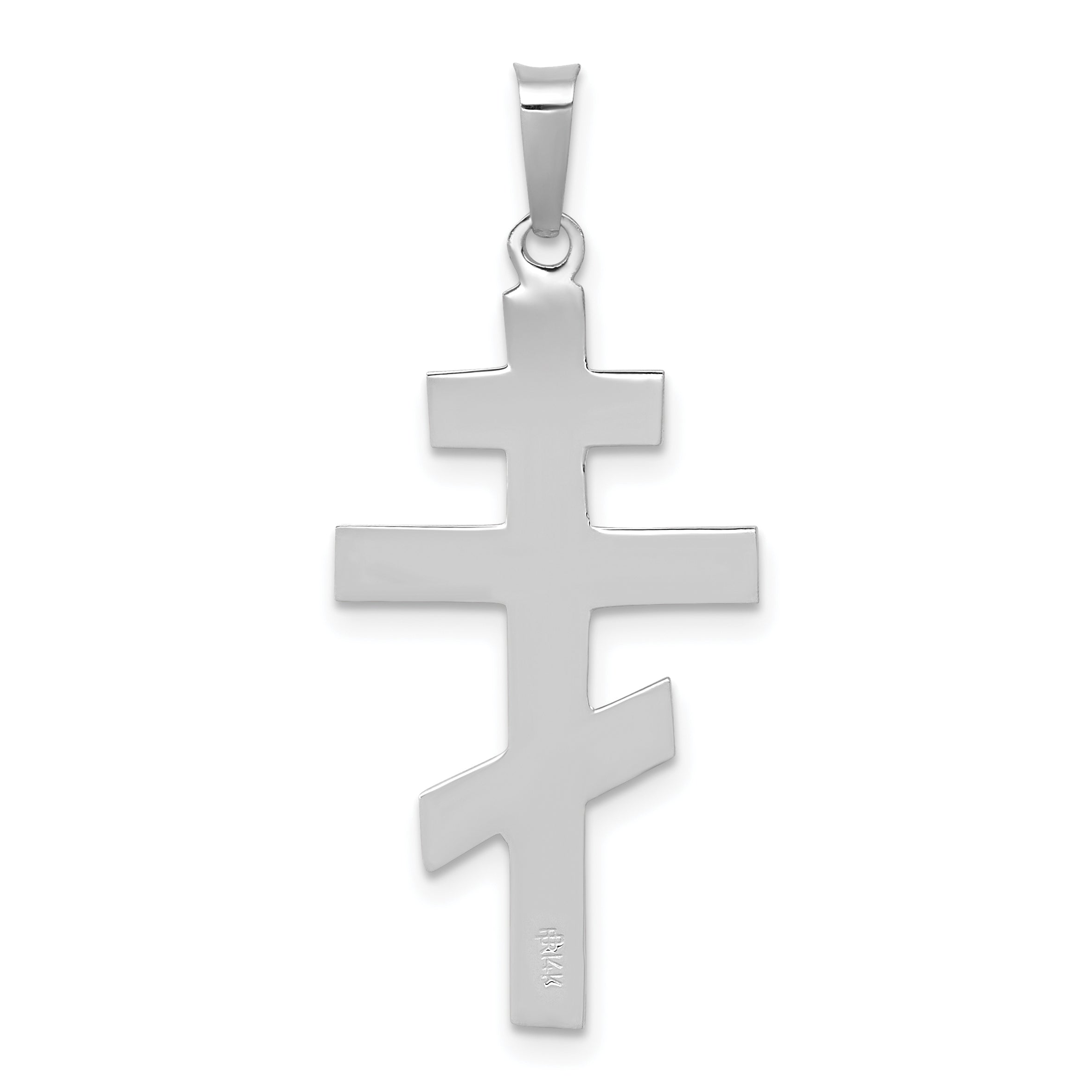 14K White Gold Eastern Orthodox Cross Pendant