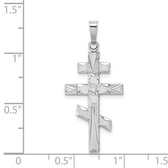 14K White Gold Eastern Orthodox Cross Pendant