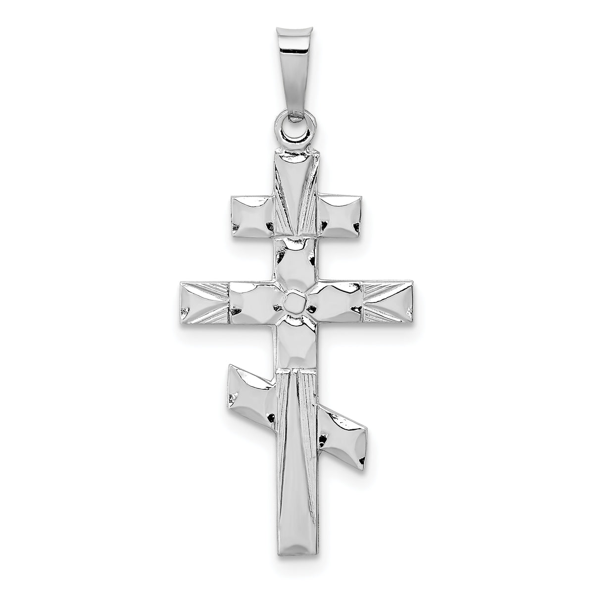 14k White Gold Eastern Orthodox Cross Pendant