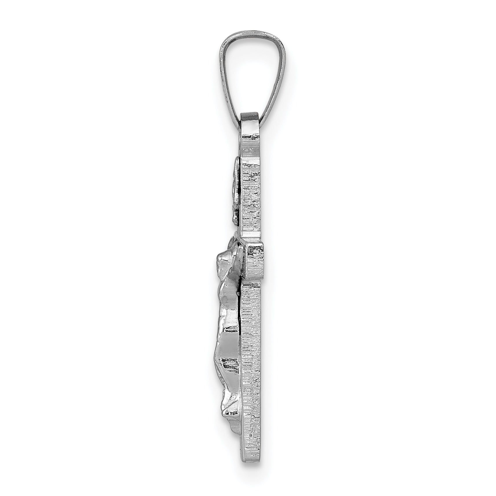 14K White Gold INRI Crucifix Charm