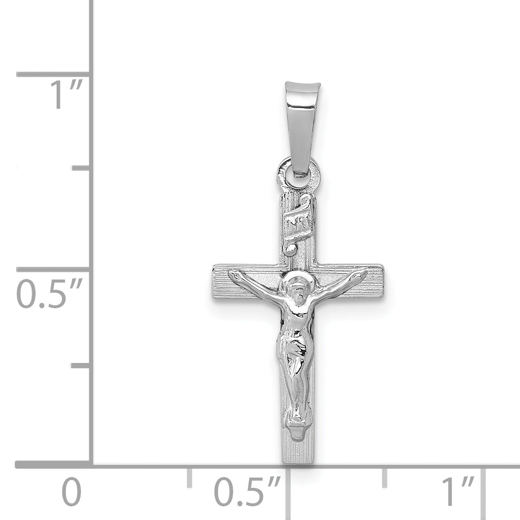 14K White Gold INRI Crucifix Charm